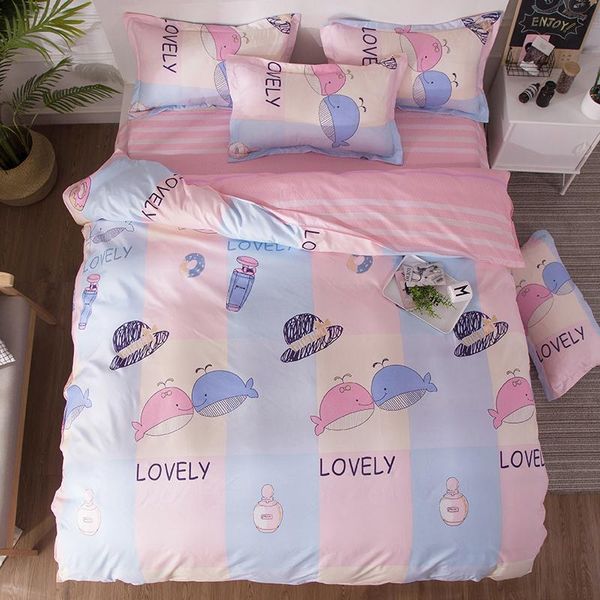 

bedding sets pink bed sheet set full size cartoon style reactive printed quilt cover for single blue whale kid boy girls