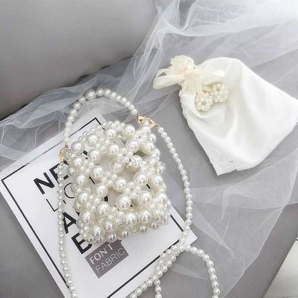 

evening bags mini pearl beaded tote bag drawstring purse and handbag chain one-shoulder messenger