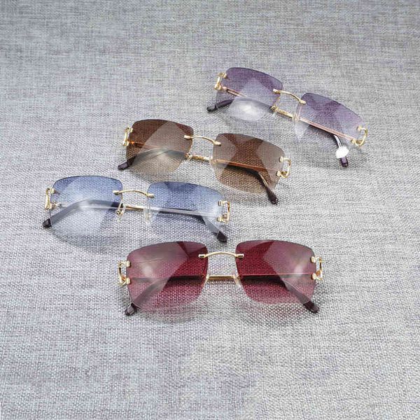 

designer sunglasses oval rimless wire men square small lens sun women clear metal frame oculos gafas for summer k7x3, White;black
