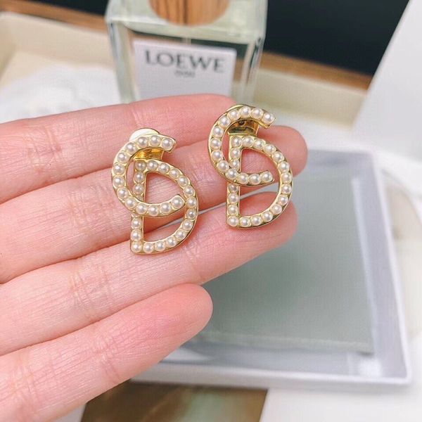 

chandeliers earrings d home / dijia pearl cd letter back hanging 925 silver needle anti allergy high version