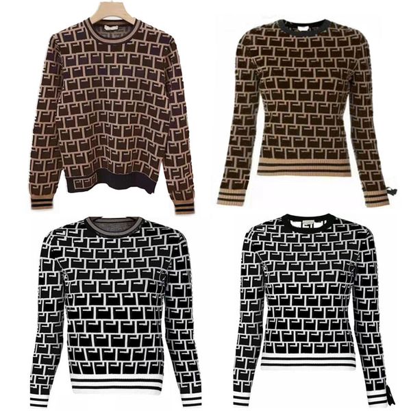 

designer sweater pullover women's sweaters retro letter jacquard out crew neck jumper cardigans knitted sweater women fall clothes coat, White;black