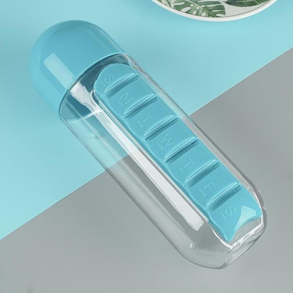 

water bottle sport outdoor built-in daily 7 box vitamin organizer portable leak-proof tumbler