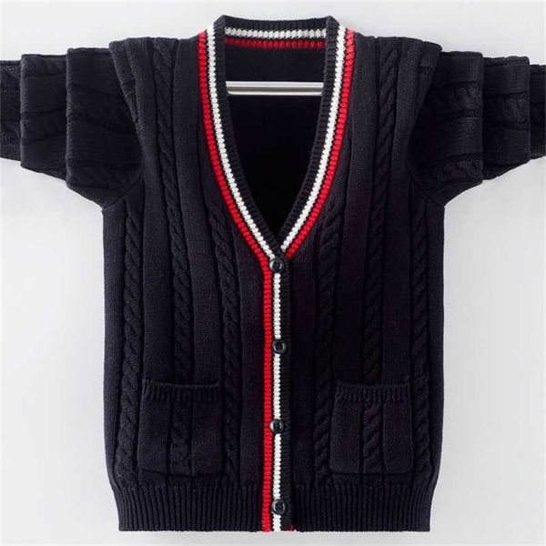 

boys big kids sweater cardigan boys cotton sweater jacket spring and autumn children's knit sweater korean fashion coat 211106, Blue