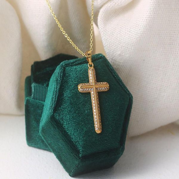 

pendant necklaces korean fashion vintage women's chain cross crystal pendants 2021costume jewelry accessories gifts for girlfriend, Silver