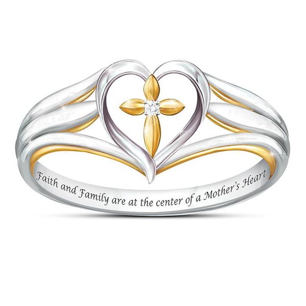 

wedding rings 3pcs two-tone cross prayer european and american family religion faith gift g-49, Slivery;golden