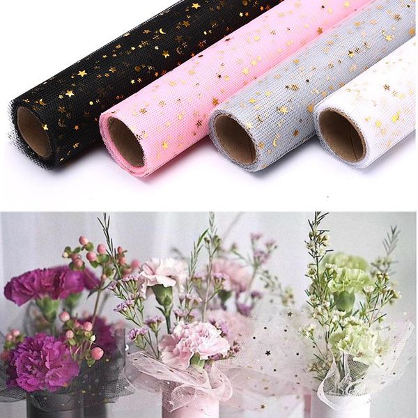 

gift wrap sequins star moon lace mesh flower wrapping paper diy wedding party decoration