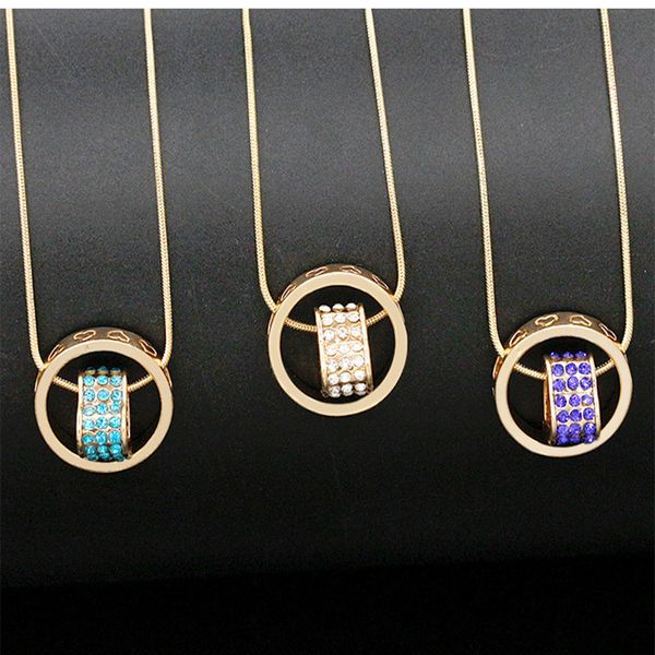 

fashion alloy necklace inlaid with diamond hollow clavicle chain ring double layer necklace full of diamond heart necklace, Silver