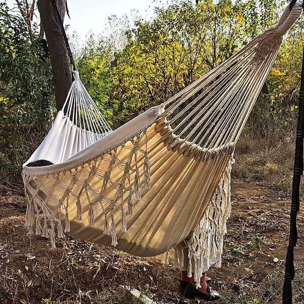

outdoor games & activities hanging chair hammock swing-net macrame boho indoor double 2-person deluxe large brazilian