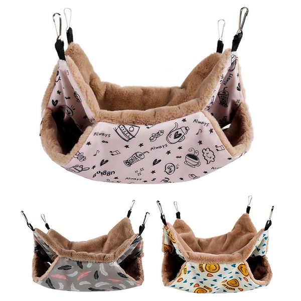 

cat beds & furniture warm hamster hammock hanging bed house winter small animal squirrel guinea pig double-layer plush pet supplies
