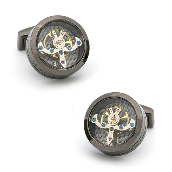 

movement tourbillon mechanical watch shape cufflink rotatable sleeve nail men's, Silver;golden