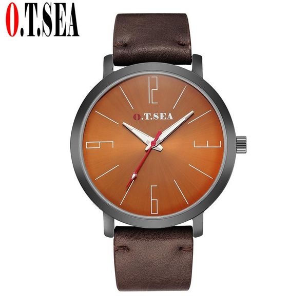 

wristwatches o.t.sea army military leather watches men casual sport quartz watch relogio masculino 1219, Slivery;brown