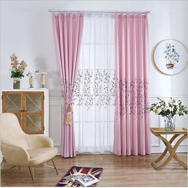 

eco friendly linen curtains for living room simple rustic natural healthy/printed embroidery plants trees leaves window drape curtain & drap