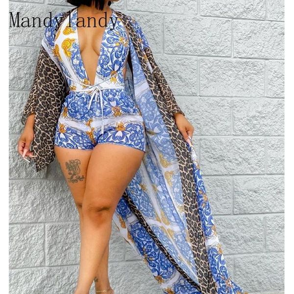 

women's tracksuits mandylandy printing suit women sets deep v crop high waist shorts suits summer tanks short pants 2 piece set outfit, Gray