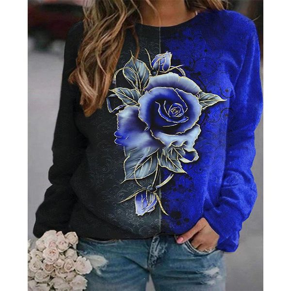 

women's blouses & shirts fall winter style ladies printed round neck pullover personalized fashion casual sweatshirt loose plus size, White