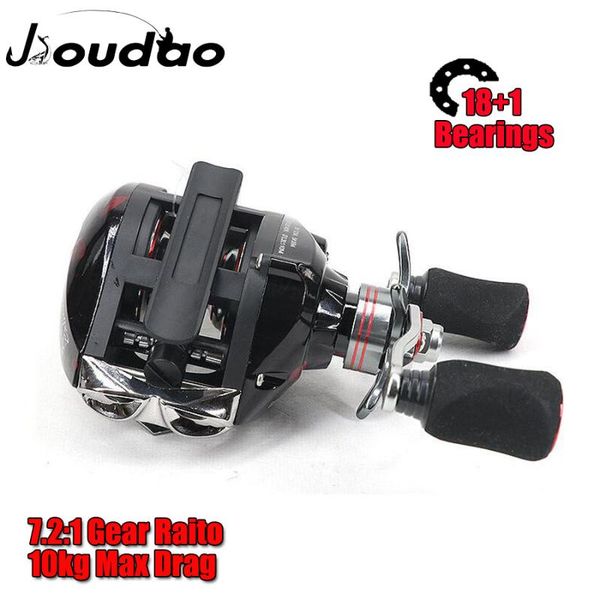 

jioudao 18+1bb 7.2:1 high speed baitcasting reel 203g super long casting fishing max drag power 22lb carp tackle reels