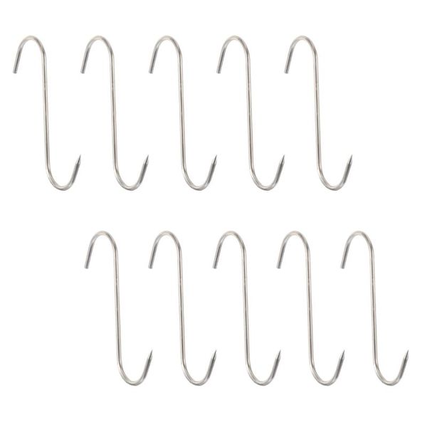 

10pcs hooks stainless steel wall s-shaped processing metal s-hooks bacon hanger smoker & rails
