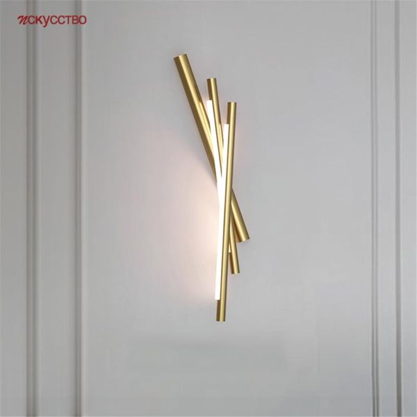 

postmodern golden rod luxury led wall lamp for hallway el corridor study dining room art deco loft sconce lighting fixtures