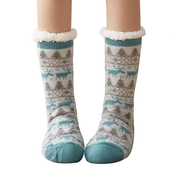 

fashion chirstmas sock slipper women 2021 indoor winter floor shoes girls home warm long footwear slippers, Black
