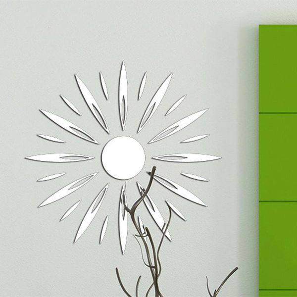 

wall stickers diy acrylic mirror sun flower for living room bedroom home decals decoration