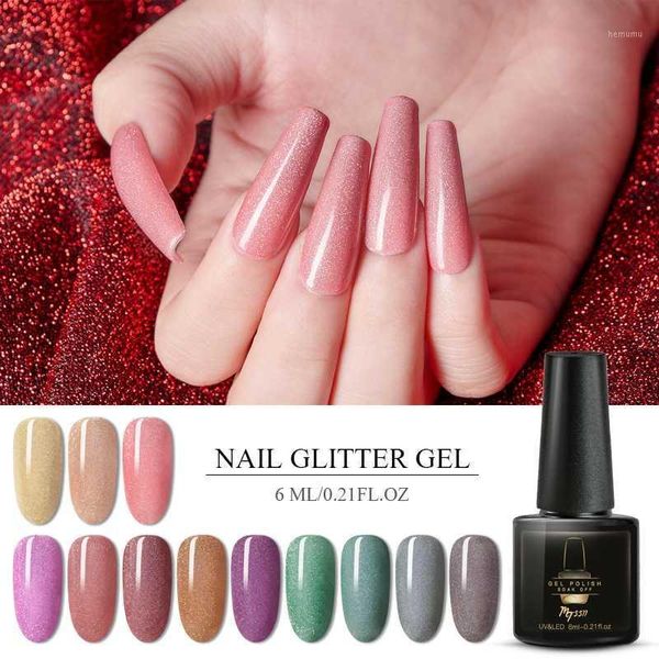 

mtssii glitter nail gel polish shiny colorful soak off uv led art lacquer for holographic shimmer manicure varnish1, Red;pink