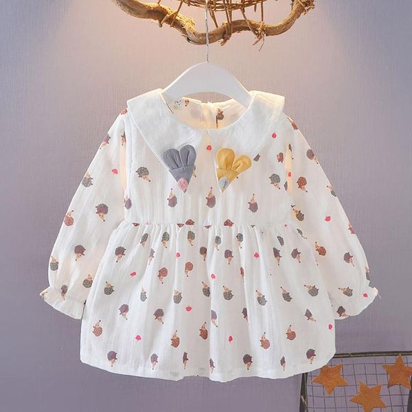 

girl's dresses kids for girls cartoon animals print puff long sleeve baby girl children's princess party dress clothes vestidos, Red;yellow