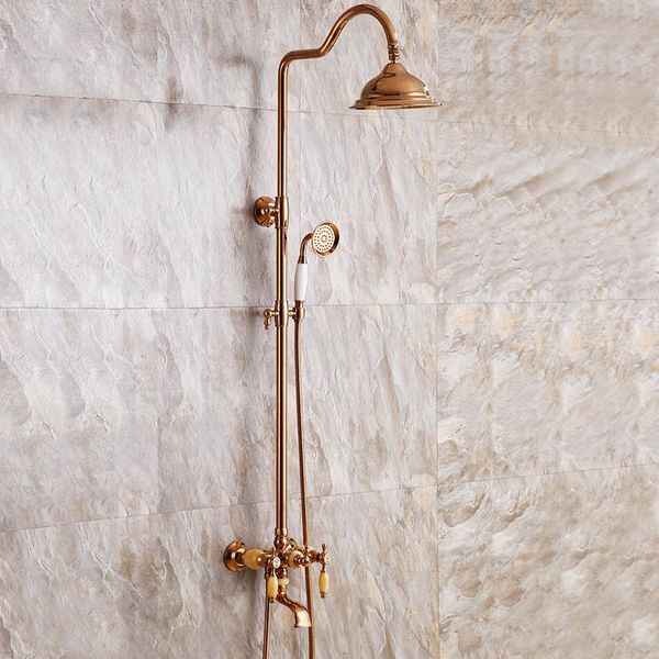 

antique shower set european style retro bath all copper main body can rise and fall round mixers system bathroom sets