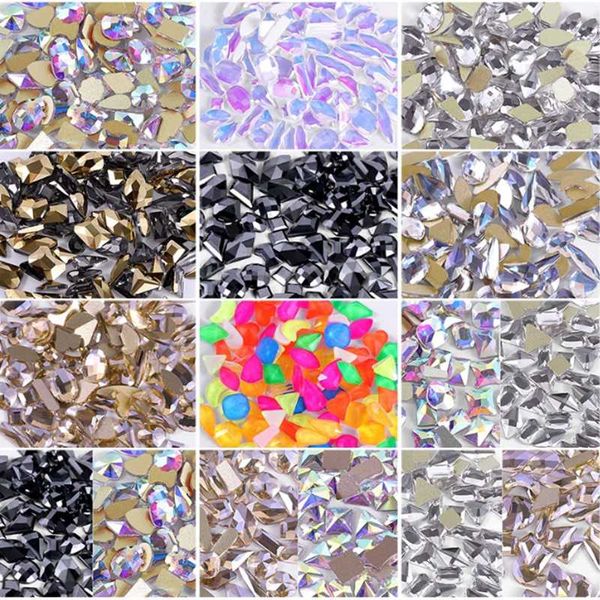 

100pcs crystal ab nail art rhinestones flatback strass shiny glass stones gems for 3d nails diy manicure decorations, Silver;gold