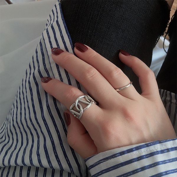 

925 sier hollow open index finger ring female pig nose cool wind personality dign net red, Silver