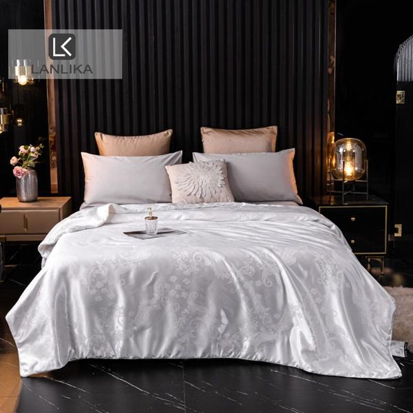 

comforters & sets lanlika jacquard white 100% natural long silk quilt duvet filling queen king summer winter for beauty sleep