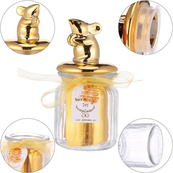 

gift wrap 1pc wedding glass candy box hand animal ceramic jar sealed (golden)