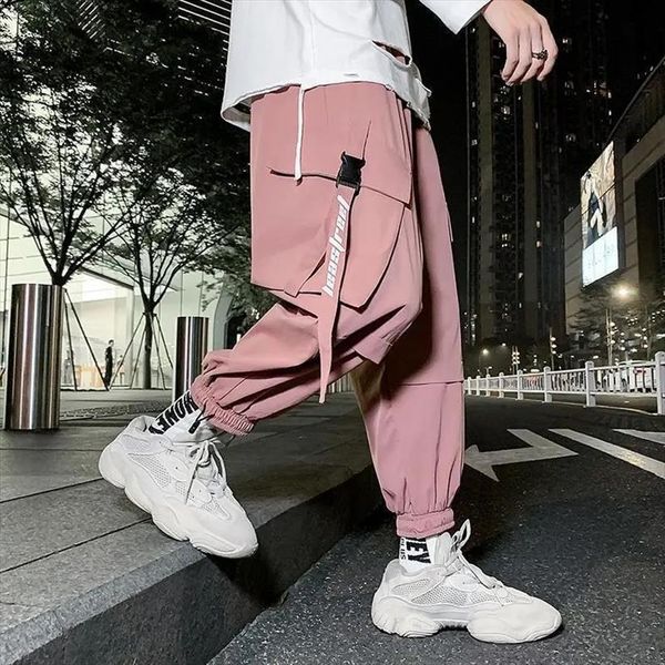 

korean joggers cargo harem multi women pants pocket loose man sweatpants streetwear casual legged trousers plus size m 5xl, Black