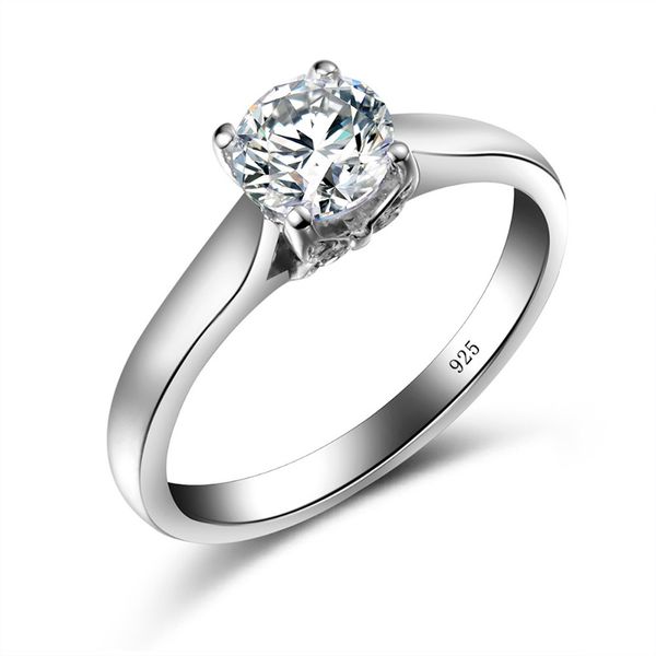 

szjinao solid 925 sterling moissanite ring women 6mm d color diamond wedding jewelery in silver 925 with gra certificate, Slivery;golden