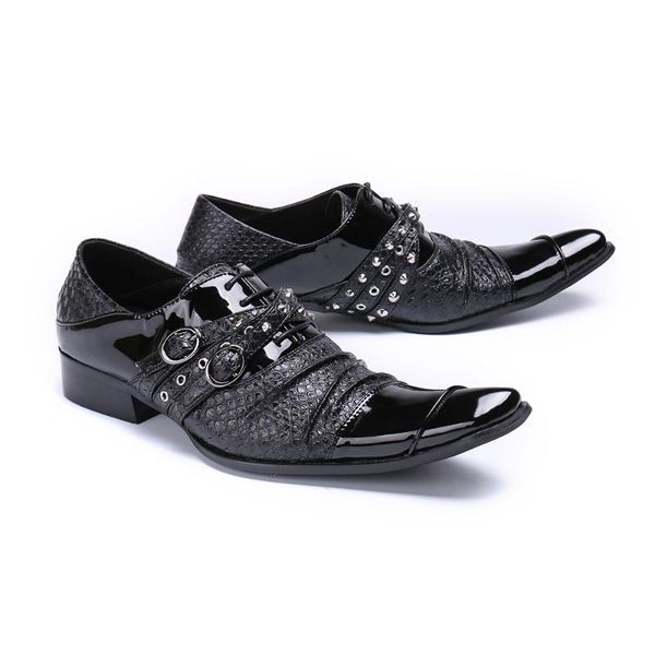 

dress shoes handmade buckle strap oxfords monk men formal business men's flats plus size leather, Black
