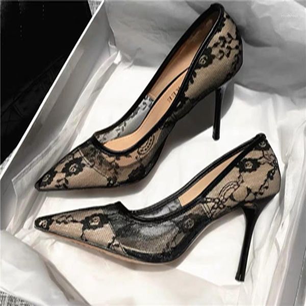 

dress shoes lace high heels women pumps pointed toe 9 cm solid color ladies sell wedding party sexy1, Black