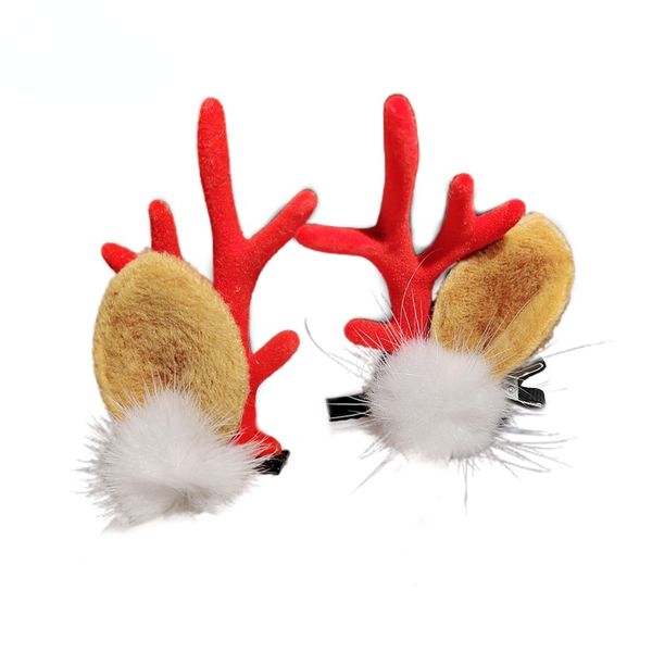 

costumes christmas deer hair clip set cute hair accessories girl cartoon headwear animal hairpin kawaii hair ring elastic headdress, Black