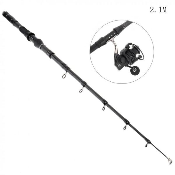 

2.1m black carbon fiber fishing rods fasten guides ultra short 7 section portable pole boat