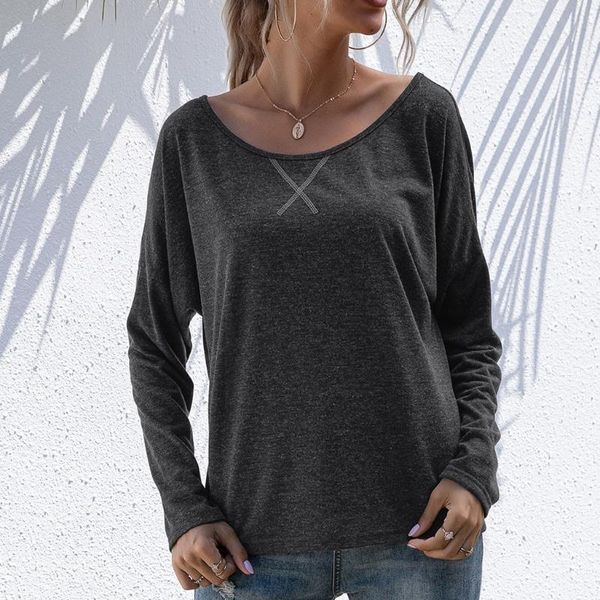 

Women's T-Shirt Long Sleeve Fashion Womens Casual Round Neck Loose Tops Female Harajuku Korean Tee Shirt Ladies Clothings WA3X, White