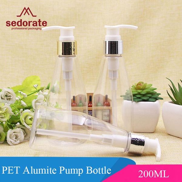 

storage bottles & jars sedorate 20 pcs/lot alumite cap pump lid clear pet refillable cream shampoo container 200ml plastic jx153
