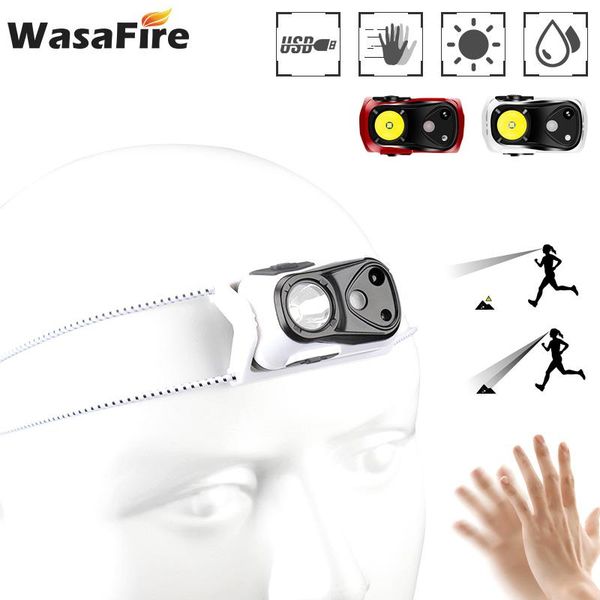 

headlamps mini sensor headlamp white/red led rechargeable headlight 800mah waterproof head lamp camping hiking night fishing light
