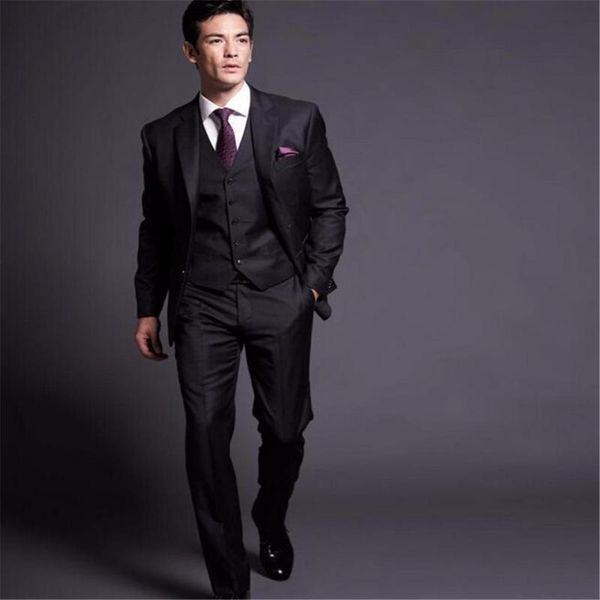 

custom made black two buttons groom tuxedos man notch lapel wedding groomsmen men suits(jacket+pants+tie+vest) men's suits & blazers, White;black
