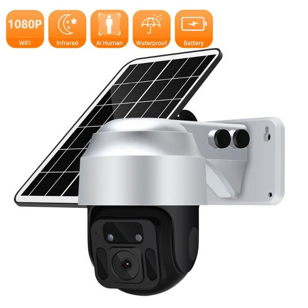 

cameras 1080p hd solar panel ip camera 5m cable external wireless waterproof cctv pir human detection alarm security