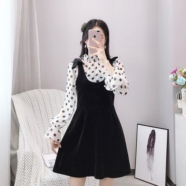 

fashion women's two piece set high waist strap dress +blouse pants, White