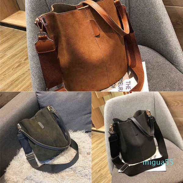 

fashion bag tote messenger women bucket shoulder large capacity vintage matte pu leather lady handbag luxury designer bolsos mujer black