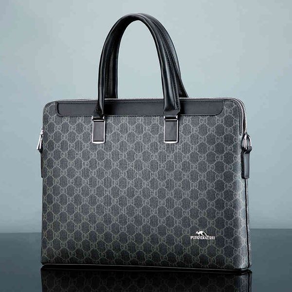 

business men's briefcase double zipper multi grid layer single shoulder messenger