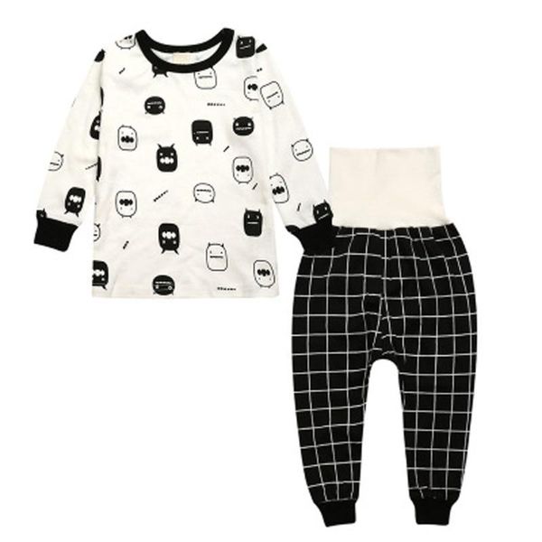 

clothing sets 0-4years born kids baby boy girl print +pants 2-piece pajama outfits set black and white printing tracksuit m5