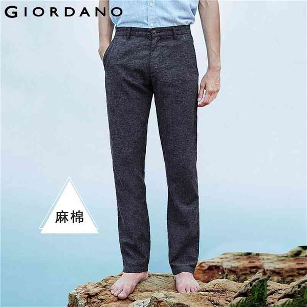 Pantaloni da uomo in cotone di lino Pantaloni sottili Slant Pocket Zip Fly Straight Casual Pantalones Hombre 01110339 210715