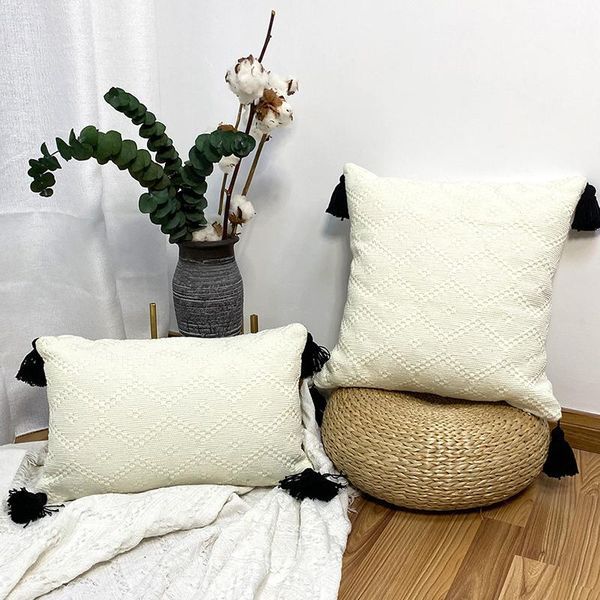 

cushion/decorative pillow cushion cover throw cotton woven decorative pillowcase with tassels for living room bedroom sofa bed home decor