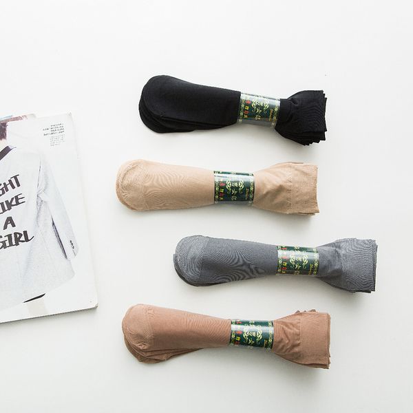 

2021 spring summer thin pure color breathable men's and women's lengthened durable short silk stockings, Black;white