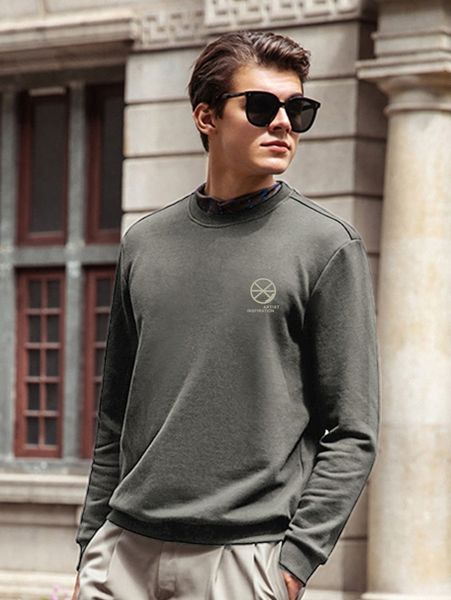 

men letter & geo print pullover q77h#, Black