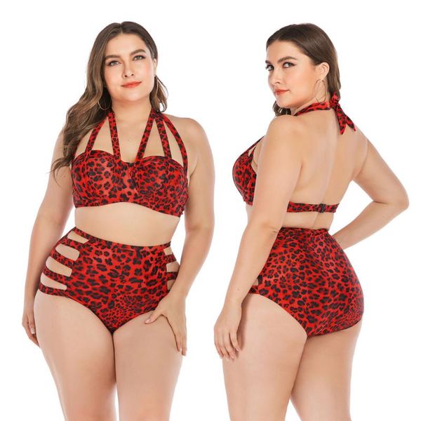 

womens plus size swimweartummy control high waisted bikini 2 piece push up leopard printed strappy retro swimsuits bathing suit one-piece su